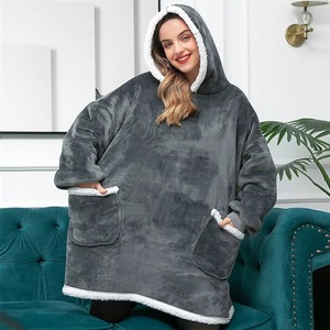 Wearable Blanket Hoodie Pink Oversized Sherpa Fleece Hooded Blanket Unisex Giant Comfy Sweatshirt Winter Warm Pullover - Product Image 6
