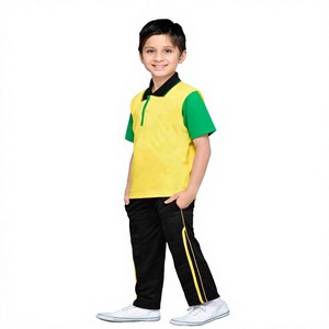 New Product Promotional Primary School Boys Front Back Same Style Knitted <b>T</b> Shirt with Two Piping <b>Track</b> Pant - Product Image 3