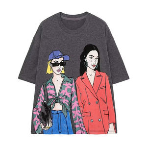 T-shirts décontractés en polyester tricoté pour femmes, imprimés, unis ou à motifs, avec logo personnalisé, respirants, pour l'été, vente en gros à bas prix - Product Image 1