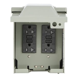 Pannello Prese Elettriche Esterne Doppio 20 AMP con Protezione GFCI, Scatola IP54 Impermeabile per Sistemi RV - Product Image 1