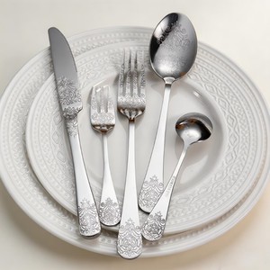 Ensemble de couverts élégants en acier inoxydable, finition miroir haute brillance, résistant à la rouille, couverts de mariage - Product Image 1