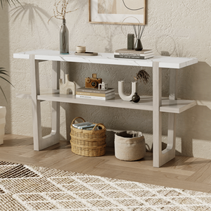 Elegant Retro <b>Console</b> <b>Table</b> with Versatile Storage Solutions <b>Marble</b> Effect <b>Top</b> for Entryway and Living Room - Product Image 1