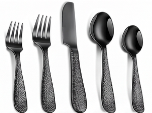 Modern Matte <b>Cutlery</b> <b>Set</b> With <b>Black</b> Dot Engraved Handle For Modern Dining Wedding Party Restaurant And Elegant Table Setting - Product Image 3