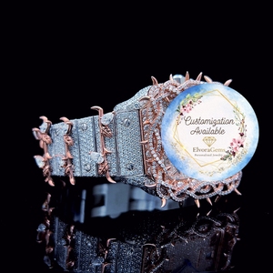 Best Women's Round <b>Smart</b> <b>Watch</b> Stainless Steel Band Gems Customization Available Personalized Jewelry - Product Image 2