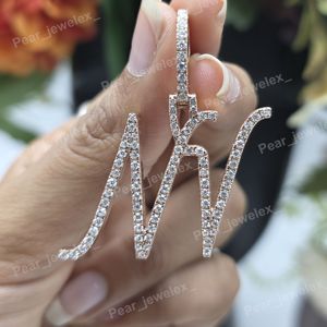 Colgante de Moissanita Personalizado con Dos Letras, Chapado en Rodio, Engaste de Garras, Corte Brillante, Unisex, Lujoso, para Boda, de Moda, Plata 925 - Product Image 1
