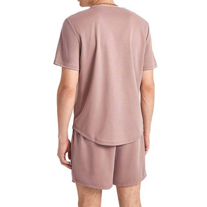 Conjunto de Camiseta y Pantalones Cortos de Verano para Hombre, Casual, Transpirable, de Poliéster/Algodón, de Manga Corta, Color Sólido - Product Image 2
