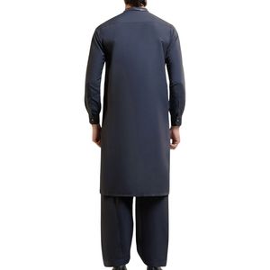 Navy Blue Embroidered Shalwar Kameez Elite Cotton Decorative Placket Fine Stitch Premium <b>Pakistani</b> Shalwar Kameez - Product Image 2