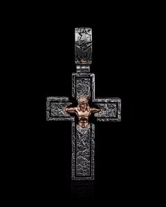 Pendentif Croix Tête de Taureau en Argent 925 Plaqué Rhodium Noir, Bijou Religieux Chrétien Dvars Diamant Hip Hop Unisexe - Product Image 4