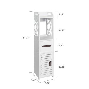 Scaffale da Bagno a 4 Ripiani Autoportante, Organizzatore per Armadio con 2 Ante Intagliate, Mobile Decorativo per la Casa - Product Image 4