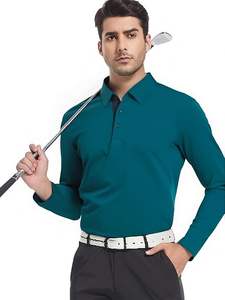 Chemises de golf à manches longues pour hommes, polos décontractés pour hommes, chemises à col performantes, vêtements de travail, bureau - Product Image 6