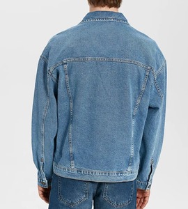 Customized High Quality Unisex Coated Denim Jackets Casual Solid Vintage 100% Cotton Stand Front Pocket Winter Style Plus Size - Product Image 2