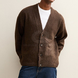 Premium Quality Classic Button Closure Rib Knit <b>Men</b> <b>Cardigan</b> <b>Long</b> Sleeve Plain Color V Neck Soft Fabric Business Casual Winter - Product Image 3