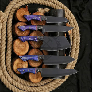Top New Custom Handmade Chef <b>Knife</b> J2 Stainless Steel Powder Coated <b>Sharp</b> Blade Modern Kitchen <b>Knives</b> <b>Set</b> w/ Pakkawood Handle - Product Image 6