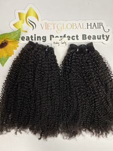 Qualité femmes crépus bouclés Double dessiné Super Extensions de cheveux en gros brut vietnamien cheveux faisceau de couleur naturelle - Product Image 2