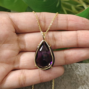 Nouveau design, bijoux tendance uniques et élégants, pierre précieuse hydro quartz, pendentif en zircon cubique en forme de larme, plaqué or 18 carats, cadeau pour elle - Product Image 4