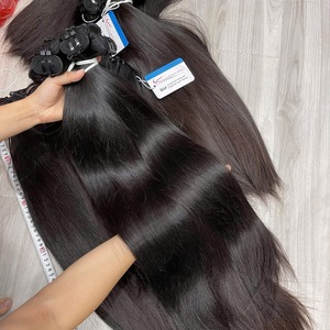 Meilleur fournisseur d'extensions de cheveux naturels, texture lisse naturelle, 22 à 26 pouces, noir, double trame, haute qualité - Product Image 1