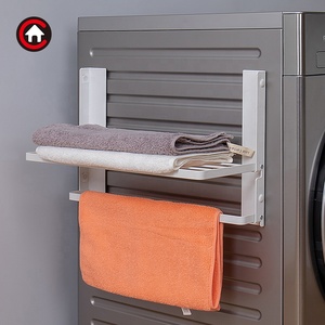 Portasciugamani in metallo magnetico a doppio strato pieghevole per lavatrice ripiano di stoccaggio a parete laterale - Product Image 2