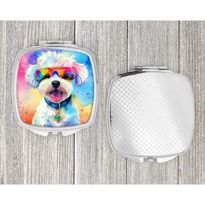 Bichon Frise Hippie Dawg Compact Pliant Miroir De Maquillage Portable Poche Décoratif Voyage Cadeau pour Femmes et Filles - Product Image 4