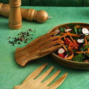 Batidor de Ensaladas de Madera con Acabado Liso para Mezclar Alimentos, Batidor de Ensaladas de Madera de Diseño para Cocinas Modernas - Product Image 2