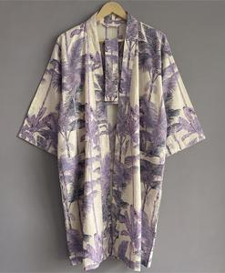 Robe Kimono Bohème à Imprimé Tropical pour Femme, Robe Décontractée d'Été à Manches Trois-Quarts, 100% Coton, Style Enveloppant - Product Image 1