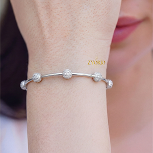 Bracelet minimaliste en or rose avec diamants, en argent sterling, style classique, design élégant, pour femmes, pour mariage ou soirée - Product Image 3