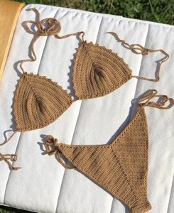 Maillot de bain en tricot, ensemble bikini au crochet, 100% coton - Product Image 1