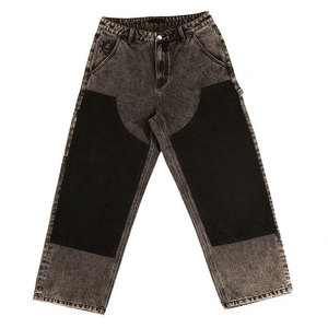 Service OEM ODM, pantalon en jean baggy pour homme, streetwear personnalisé, style patchwork, coupe décontractée, jean léger délavé - Product Image 1