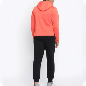Survêtement à capuche color block pour homme, noir et orange, manches longues, décontracté, sportswear, coupe régulière, polyester, avec poches latérales - Product Image 2