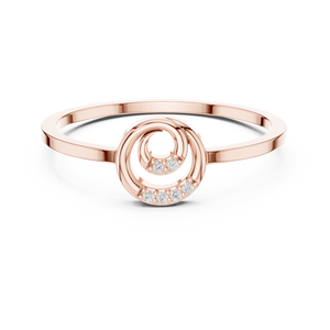 Bague spirale concentrique en argent sterling plaqué or rose avec diamant moissanite rond, bague à porter au quotidien pour femme - Product Image 1