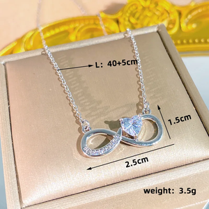 สร้อยคอรูปหัวใจสำหรับผู้หญิงทำจากสแตนเลส 304 พร้อมชุบทอง 0.03µm ประดับเพชรซิร์คอนบนสายโซ่ - Product Image 3