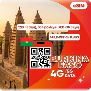 Carte SIM eSIM 4G/5G pour le Burkina Faso à prix abordable avec activation instantanée par code QR et accès facile à Internet - Product Image 1