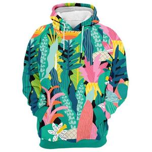 Men's Tropical Leaf Print Zip-Up Hoodie Sublimation Polyester <b>Knitted</b> Summer Streetwear Sweatshirt - Product Image 3