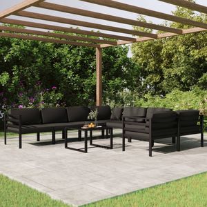 Juego de salón de patio de aluminio antracita de 9 piezas con cojines Muebles de exterior Premium - Product Image 1