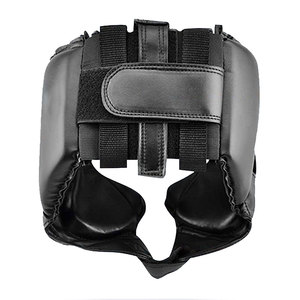 Black PU Leather <b>Boxing</b> Head Guard with Buckle Closure for Adults Unisex Protective Gear Solid Color Universal Use - Product Image 2
