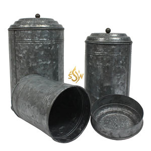 Galvanized Silver Storage Container <b>Canister</b> <b>Set</b> for Kitchen Tea Coffee Sugar Box for Food Storage <b>Set</b> Of 3 Handmade Jars Supply - Product Image 1