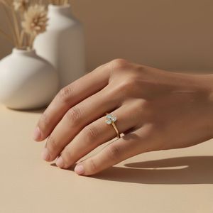 0.20CTW Round Bezel Three-<b>Stone</b> Setting Minimalist Ring - Product Image 1