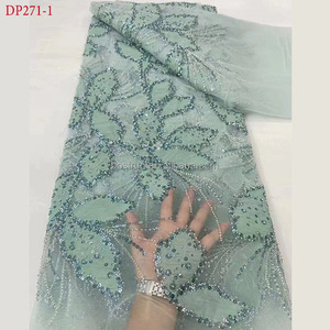 DP271 tela <span class=keywords><strong>de</strong></span> encaje brillante con cuentas <span class=keywords><strong>de</strong></span> tul pegado para boda/vestido <span class=keywords><strong>de</strong></span> noche 5 yardas - Product Image 2