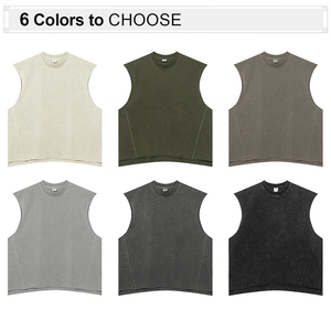 Camiseta sin Mangas Personalizada con Logotipo para Hombre, 100% Algodón, Talla Grande, Camiseta sin Mangas de Gran Gramaje para Hombre - Product Image 2