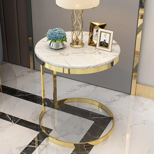 Premium Quality <b>C</b> Shape <b>Table</b> Luxury Furniture Marble Top <b>Side</b> <b>Table</b> for Living Room, Hotel, Office Modern Gold Corner <b>Table</b> - Product Image 1