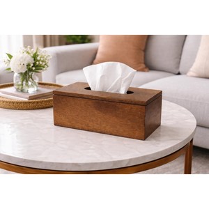 Porte-mouchoirs en bois de manguier en gros |   Boîte en bois de style scandinave avec couvercle - Product Image 1