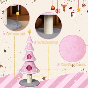 Torre per Gatti a Forma di Albero di Natale Grande e Alto 150 cm con 2 Cucce, Tiragraffi, Giocattolo in Morbido Pile e Struttura Robusta - Product Image 1