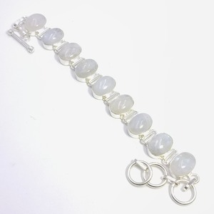 เครื่องประดับเงินทำด้วยมือโบราณกำไลข้อมือสายรุ้งมูนสโตนธรรมชาติ - Product Image 1