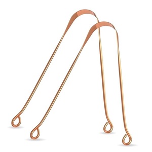 Raspador de Lengua de Cobre, Herramienta de Cuidado Bucal de Metal Pulido, Estilo Antiguo, Limpiador de Lengua Reutilizable para Aliviar el Mal Aliento - Product Image 1