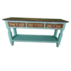 Decoración del hogar Muebles de madera reciclada para el hogar Entrada elegante Entrada 3 cajones Mesa de consola natural - Product Image 4