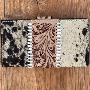 Nouveau Designer Embrayage Cuir De Fourrure De Vachette Usiné À La Main Sculpture Portefeuille Téléphone Cas Élégant Portefeuille Multi Utilisations Portefeuilles - Product Image 4
