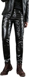 Pantalones de Cuero Genuino para Hombre, Cintura Alta, Corte Acampanado, con Paneles Acolchados, Estilo Cargo - Product Image 3