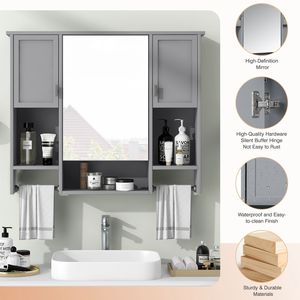 Mobiletto da Bagno Moderno 35 X 28 da Parete con Specchio, Armadietto Portamedicinali e Portasciugamani - Product Image 6