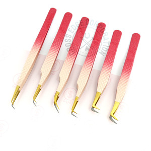 Glitter pink Lashing Tweezers Japan Imported Eyelash Extension Boot Tweezers Precision Lash for Applying False Eyelashes - Product Image 1