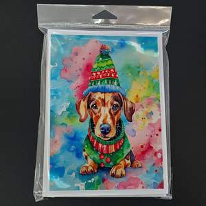 Whimsical Dachshund Christmas <b>Greeting</b> <b>Cards</b> Pack of 8 A7 Size 5x7 Blank <b>Note</b> <b>Cards</b> with Envelopes - Product Image 3