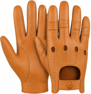 Speed One Sports Unisex Genuine Lambskin Leather <b>Driving</b> <b>Gloves</b> with Hand Grips Classic Vintage Style All Seasons - Product Image 4